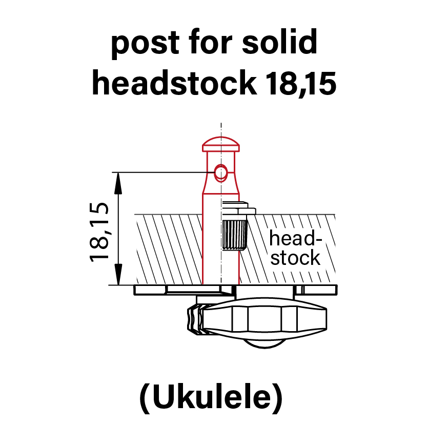 posts for solid headstock 18,15 Ukulele